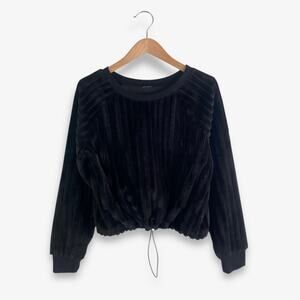 Women’s Chenille Cropped Sweater Black Large (11-13)